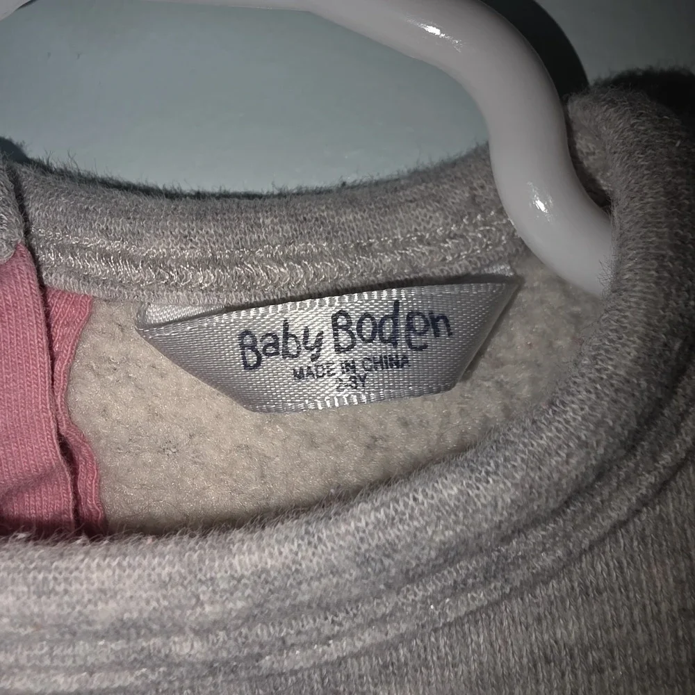 Mini Boden polka dot sweatshirt dress‎ size 2-3 yrs Gray/Gold Polka Dots